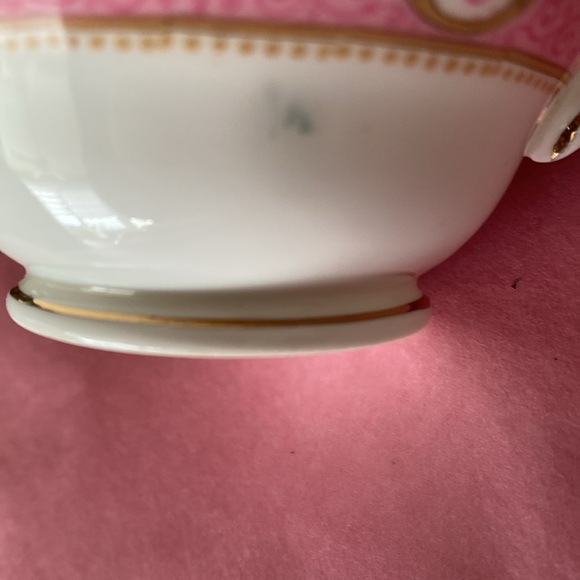Rare Vtg Crown Staffordshire Bone China Teacup and Saucer Pink and Floral Sprays - Picture 8 of 8